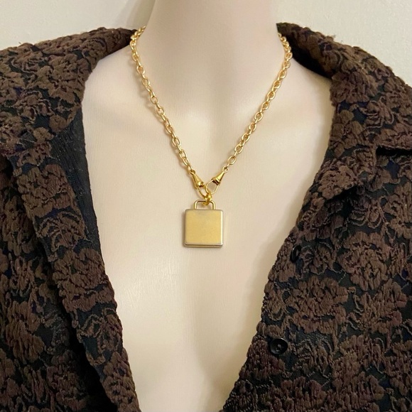 Vintage, Authentic Loewe Anagram Gold Plated Charm with 18-inch Chain Necklace - Picture 3 of 7
